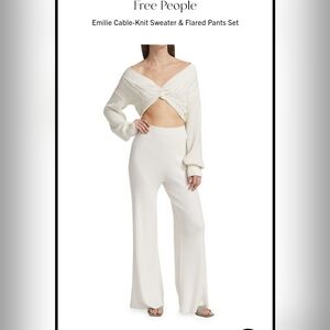 Free People Cream Flared Knit Pants. Sz M. New